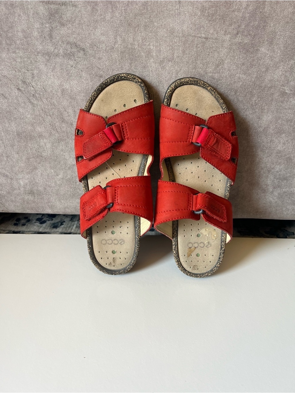 Ecco Red Double-Strap Comfort Sandals
